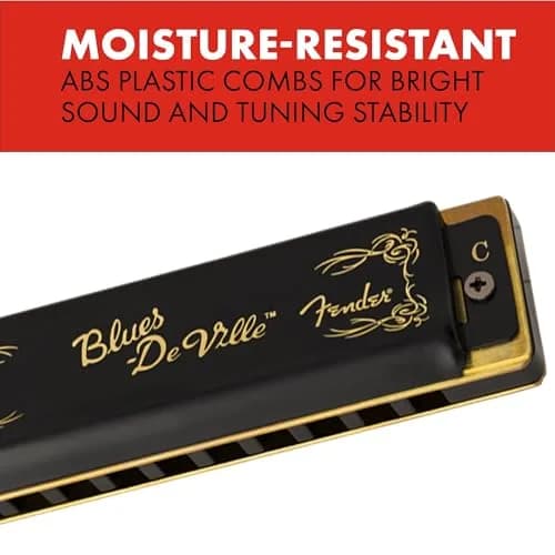 Fender Blues DeVille Harmonica Key of G | Phosphor Bronze Reeds, Molded PVC Comb thumbnail 3