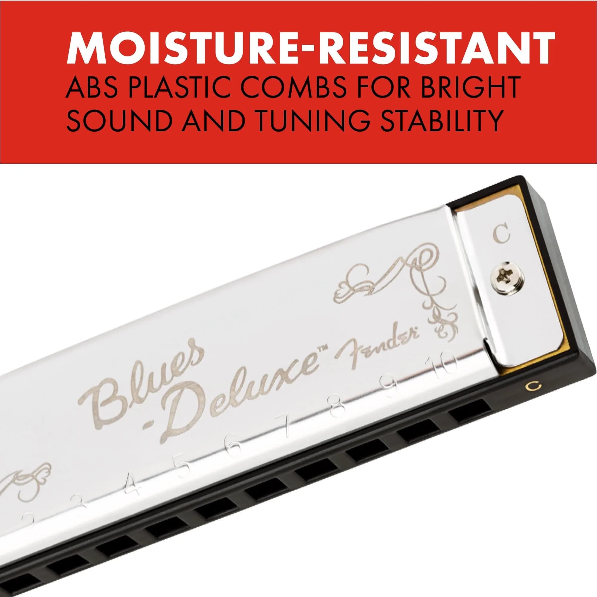 Fender Blues Deluxe Harmonica, Key of G | Traditional Shape, Brass Reeds - view 3