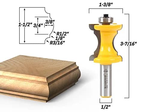 Yonico Router Bits Bullnose & Cove Molding 1-1/2-Inch | Micro-Grain Tungsten Carbide, 1/2" Shank, Durable Edge Treatment thumbnail 2