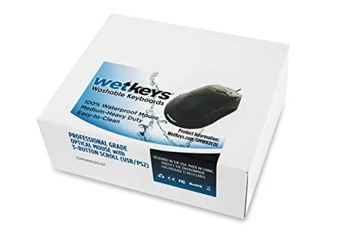 WetKeys Waterproof Ergonomic Optical Mouse | Fully Sealed Silicone, 3-Button Scroll (Black) | USB/PS2 | 0.23kg thumbnail 5