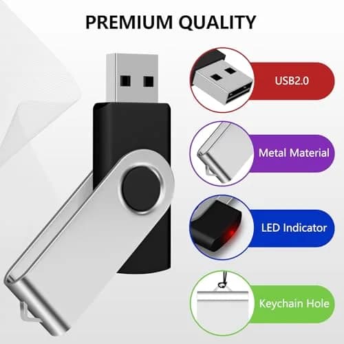 AreTop 2GB USB Flash Drive 10 Pack | Swivel Metal Cover & LED Indicator, Portable Data Storage thumbnail 5