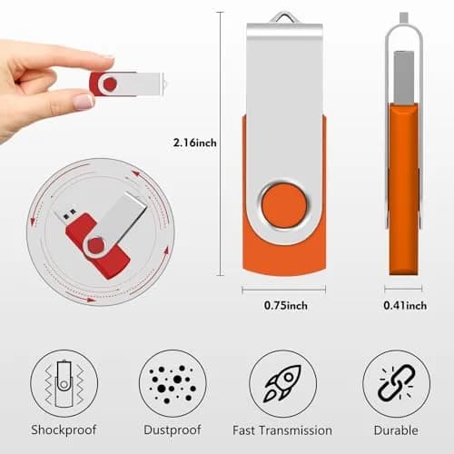 AreTop 2GB USB Flash Drive 10 Pack | Swivel Metal Cover & LED Indicator, Portable Data Storage thumbnail 3