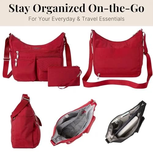 Baggallini Everywhere Bagg Crossbody Bag 28.9cm (11.4in) | Water-Resistant Travel Hobo with RFID Wristlet thumbnail 5