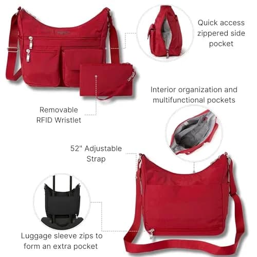 Baggallini Everywhere Bagg Crossbody Bag 28.9cm (11.4in) | Water-Resistant Travel Hobo with RFID Wristlet thumbnail 3