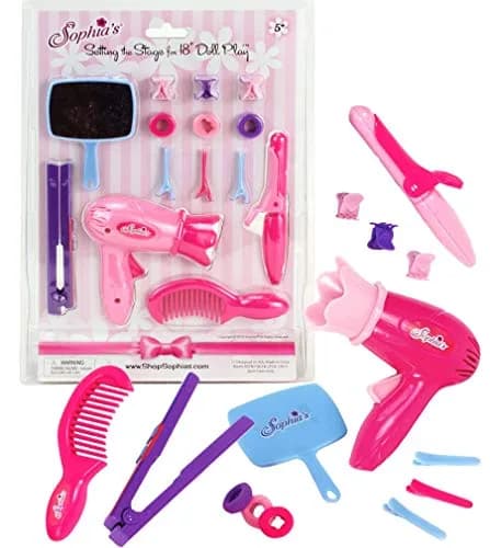 Sophia's 18 Inch Doll Hair Care Set, Pretend Play, 14 Piece Hair Styling Accessories for Dolls thumbnail 7