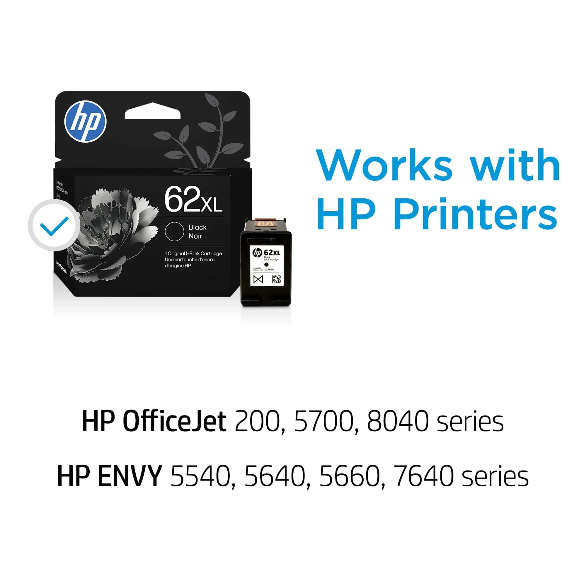 HP 62XL Black High-Yield Ink Cartridge | Up to 600 Pages for Envy & OfficeJet Printers - view 3