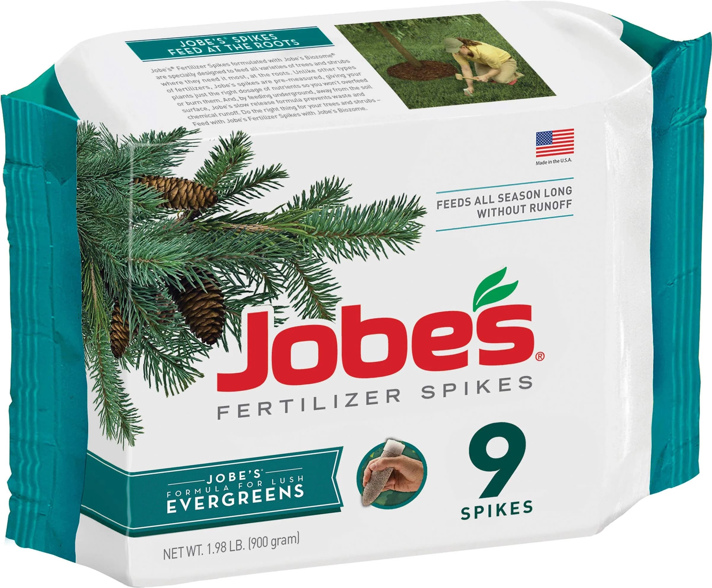 Jobe's Organics Evergreen Fertilizer Spikes | Organic Tree & Shrub Feed, 9 Count, USA Import