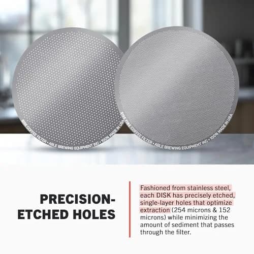 ABLE BREWING EQUIPMENT INC DISK Stainless Steel Coffee Filter 2.45" | AeroPress Compatible, Reusable, 254 & 152 Micron, Pack of 2 thumbnail 4