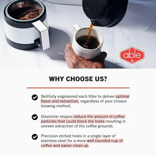 ABLE BREWING EQUIPMENT INC DISK Stainless Steel Coffee Filter 2.45" | AeroPress Compatible, Reusable, 254 & 152 Micron, Pack of 2 thumbnail 7