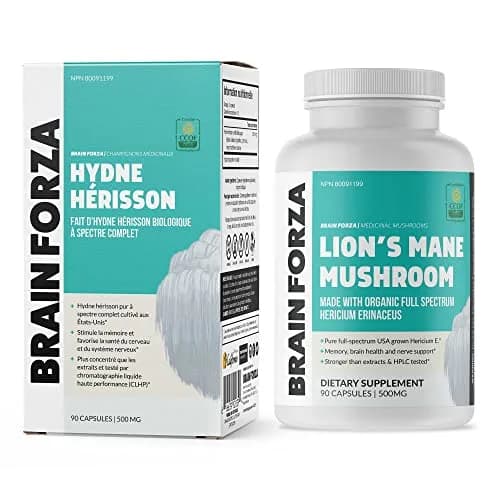 Brain Forza Organic Lion's Mane Mushroom Capsules 90 Count (2.5 x 4.5 x 2.5 inches) | Natural Herbal Supplement for Memory, Focus, Clarity, Nerve Health thumbnail 4