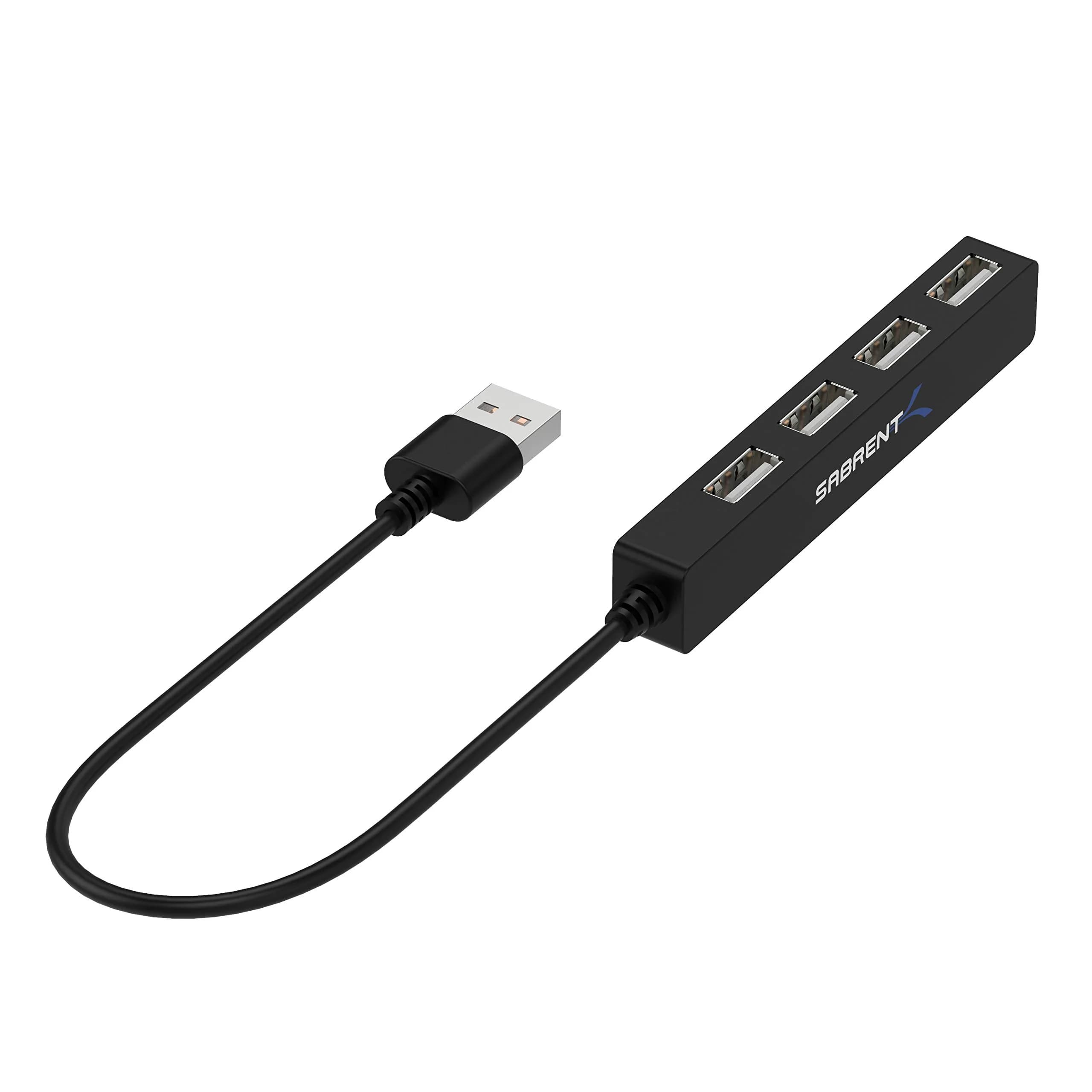 SABRENT 4-Port USB 2.0 Hub for Laptop & Tablet | Expand up to 4 Devices, Full-Speed 480 Mbps, Portable & Compatible with Windows, Mac, Linux - main product image