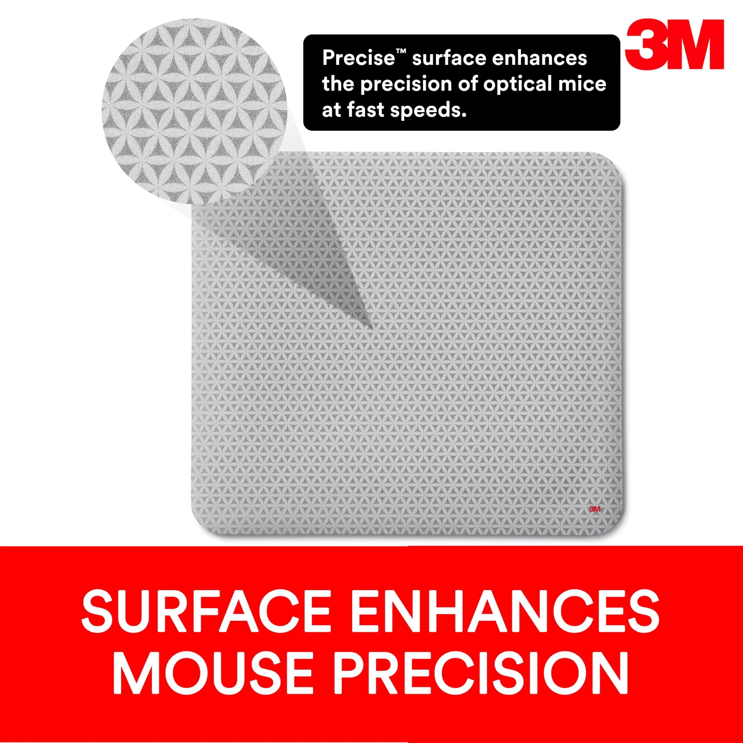 3M Precise Mouse Pad with Non-Skid Foam Backing, 22 cm x 20 cm (9 in x 8 in) | Enhances Optical Mouse Precision - view 3