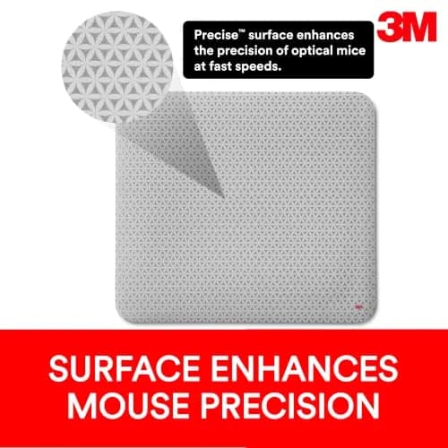 3M Precise Mouse Pad with Non-Skid Foam Backing, 22 cm x 20 cm (9 in x 8 in) | Enhances Optical Mouse Precision thumbnail 3