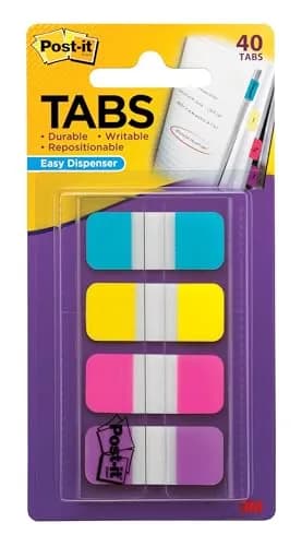 Post-it Sticky Tabs .625 in. x 1.5 in. | Bright Colors for Organizing & Reminders thumbnail 1
