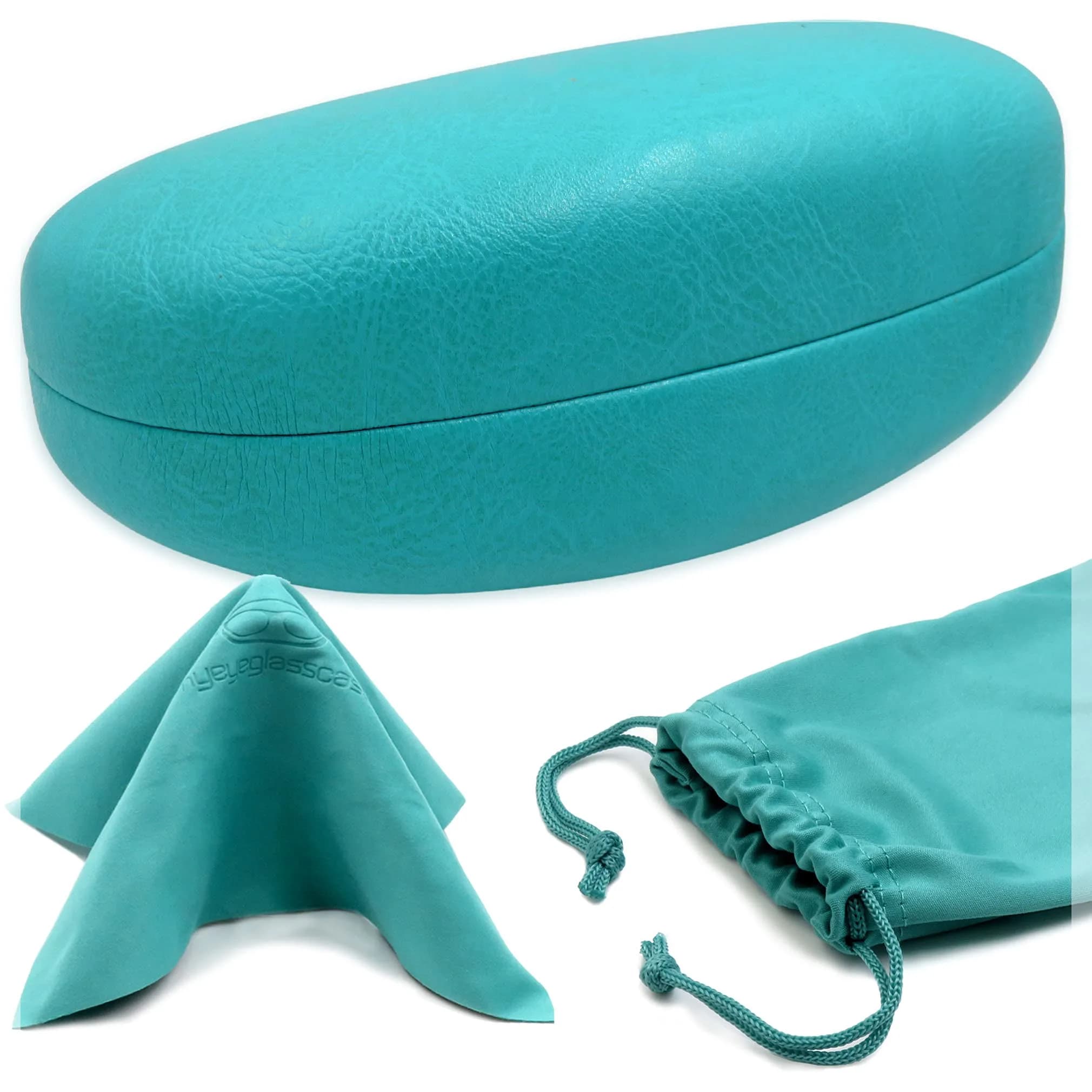 MyEyeglassCase Large Teal Sunglasses Case with Microfiber Cloth | Classic & Protective (70-120 chars)
