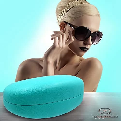 MyEyeglassCase Large Teal Sunglasses Case with Microfiber Cloth | Classic & Protective (70-120 chars) thumbnail 2