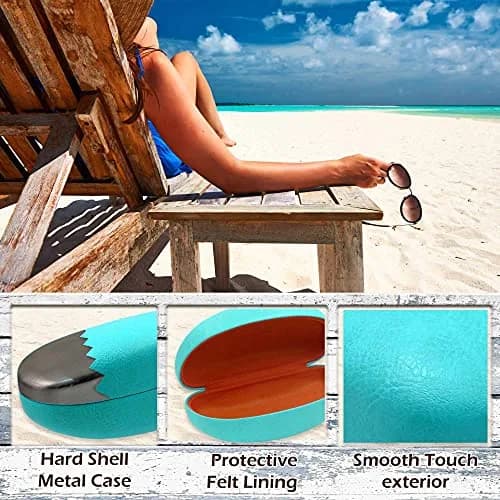 MyEyeglassCase Large Teal Sunglasses Case with Microfiber Cloth | Classic & Protective (70-120 chars) thumbnail 3