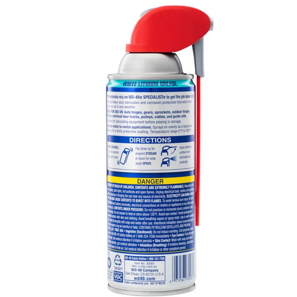 WD-40 Specialist White Lithium Grease Spray 295ml (10 oz) | Heavy-Duty Lubrication for Metal-to-Metal Applications - view 5