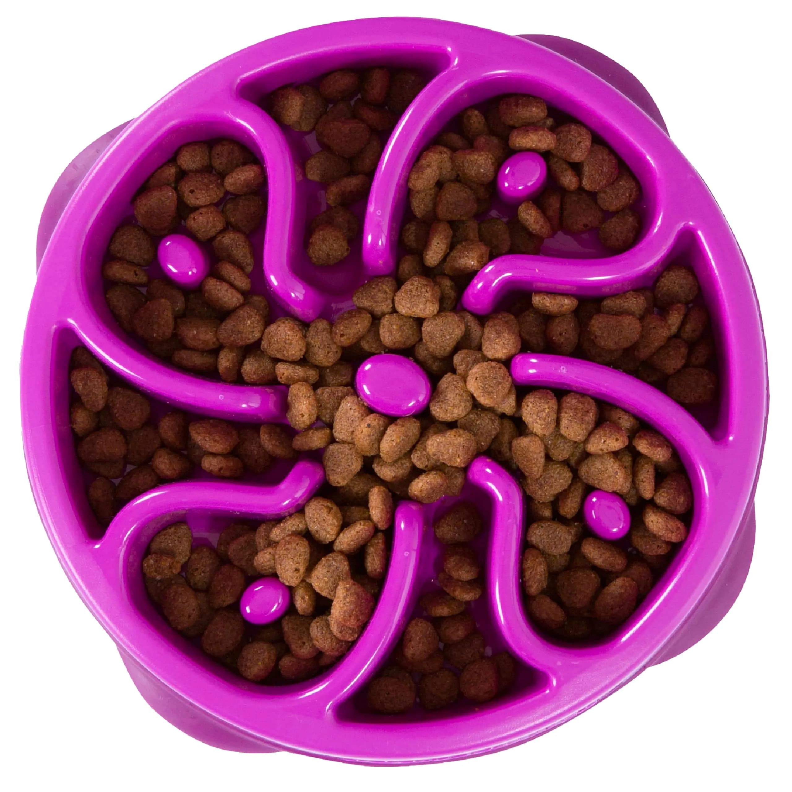 Outward Hound Fun Feeder Slow Bowl Medium 2-Cup Capacity Purple Flower Pattern | Slow Eating Dog Bowl - main product image