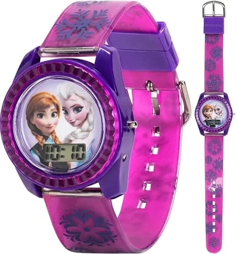 Accutime Disney Frozen Kids Digital Watch – Anna & Elsa LCD Timepiece, Purple Printed Strap, Easy-Read Display, Lightweight & Comfortable (70-120c) thumbnail 1