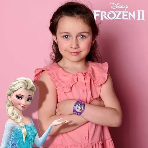 Accutime Disney Frozen Kids Digital Watch – Anna & Elsa LCD Timepiece, Purple Printed Strap, Easy-Read Display, Lightweight & Comfortable (70-120c) thumbnail 2