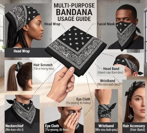 NYFASHION101 Paisley Cotton Bandana Head Wrap Scarf 56cm x 56cm (22" x 22") | Double-Sided Print for All-Season Wear thumbnail 2