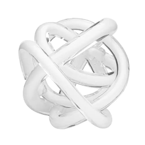 Torre & Tagus Orbit 4.5" Hand Blown White Glass Knot Sculpture, Table Decor | Contemporary Abstract Home Accent thumbnail 1