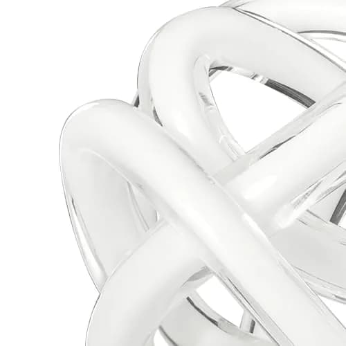 Torre & Tagus Orbit 4.5" Hand Blown White Glass Knot Sculpture, Table Decor | Contemporary Abstract Home Accent thumbnail 4