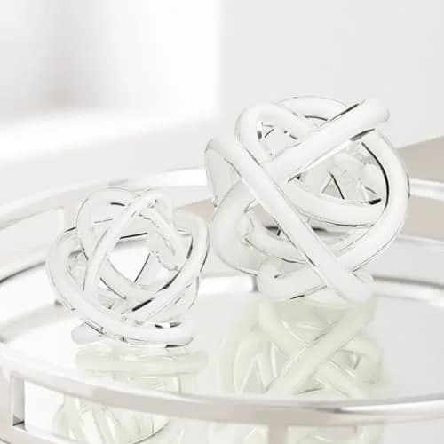 Torre & Tagus Orbit 4.5" Hand Blown White Glass Knot Sculpture, Table Decor | Contemporary Abstract Home Accent thumbnail 7