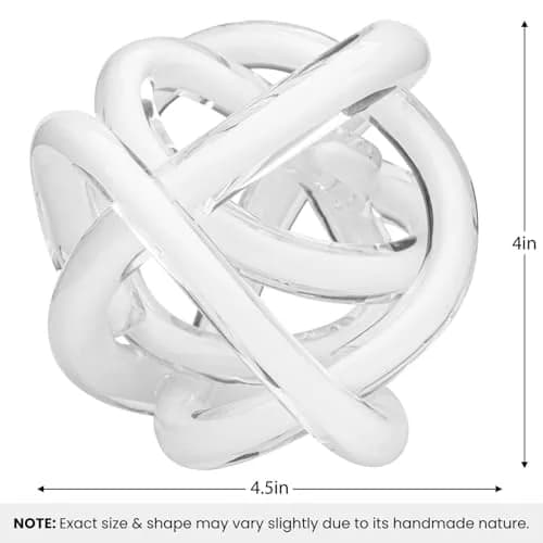 Torre & Tagus Orbit 4.5" Hand Blown White Glass Knot Sculpture, Table Decor | Contemporary Abstract Home Accent thumbnail 3