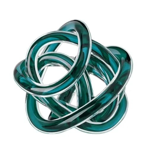 Torre & Tagus Orbit Hand Blown Glass Infinity Knot Sculpture - 3 Inch Glass Art Teal Knot Decor Ball for Home Decor, Small Centerpiece Table Decoration for Home Interior thumbnail 1