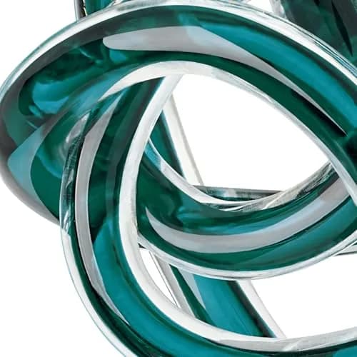 Torre & Tagus Orbit Hand Blown Glass Infinity Knot Sculpture - 3 Inch Glass Art Teal Knot Decor Ball for Home Decor, Small Centerpiece Table Decoration for Home Interior thumbnail 4