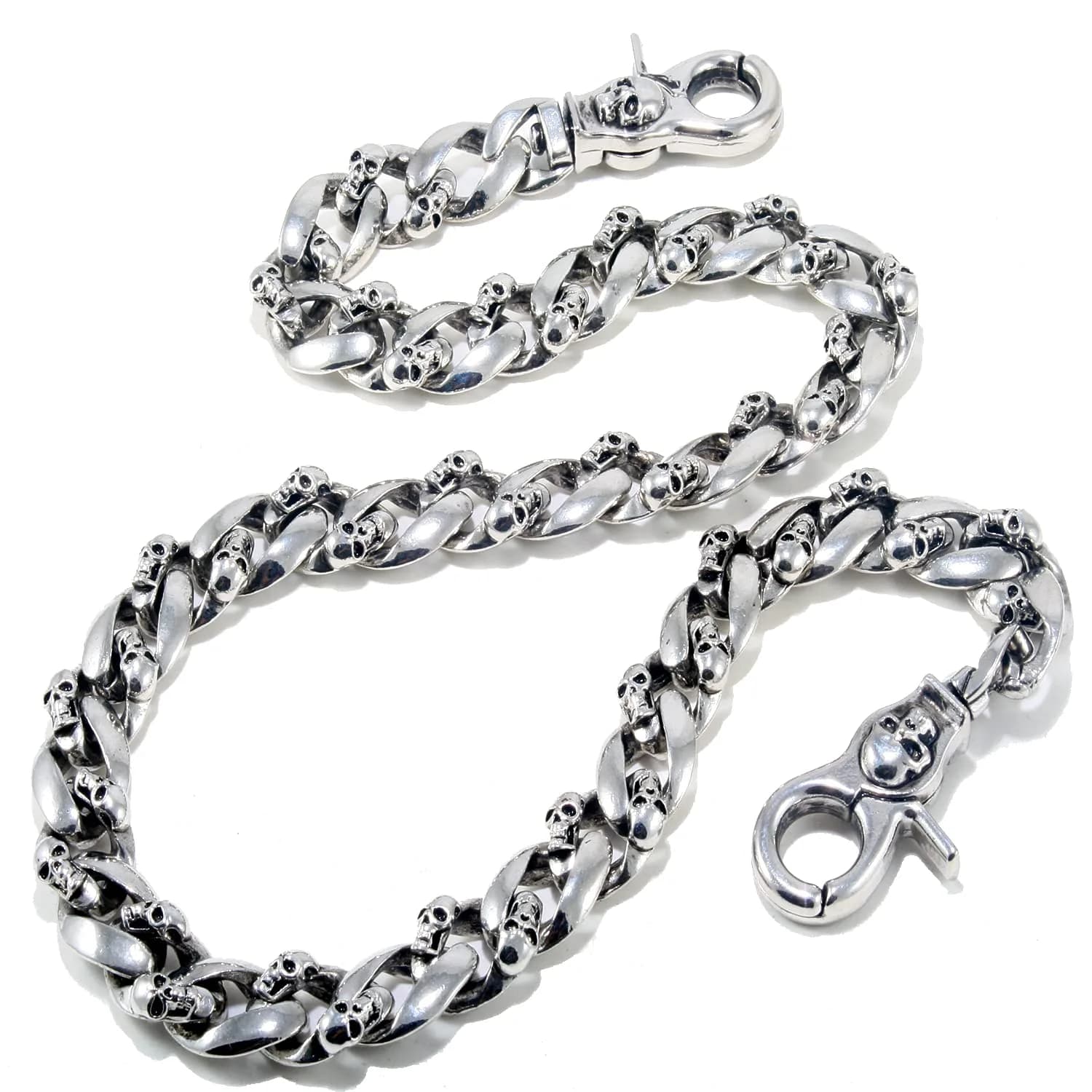 Double K Medieval Skull Symbol Key Jean Wallet Chain 27" Silver CS57 | Durable Steel Accessory - main product image