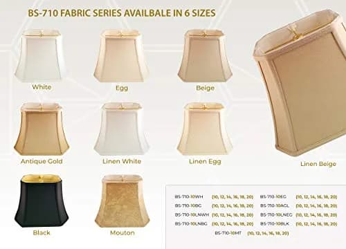 Royal Designs DBS-710-11EG Rectangle Lamp Shade Eggshell | Classic Handcrafted Silk thumbnail 6