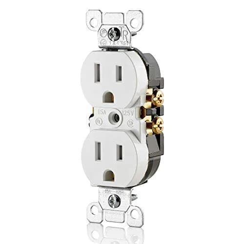 Leviton 15 Amp 125 Volt Tamper Resistant Duplex Receptacle | White, 10 Pack, NEC Compliant thumbnail 2