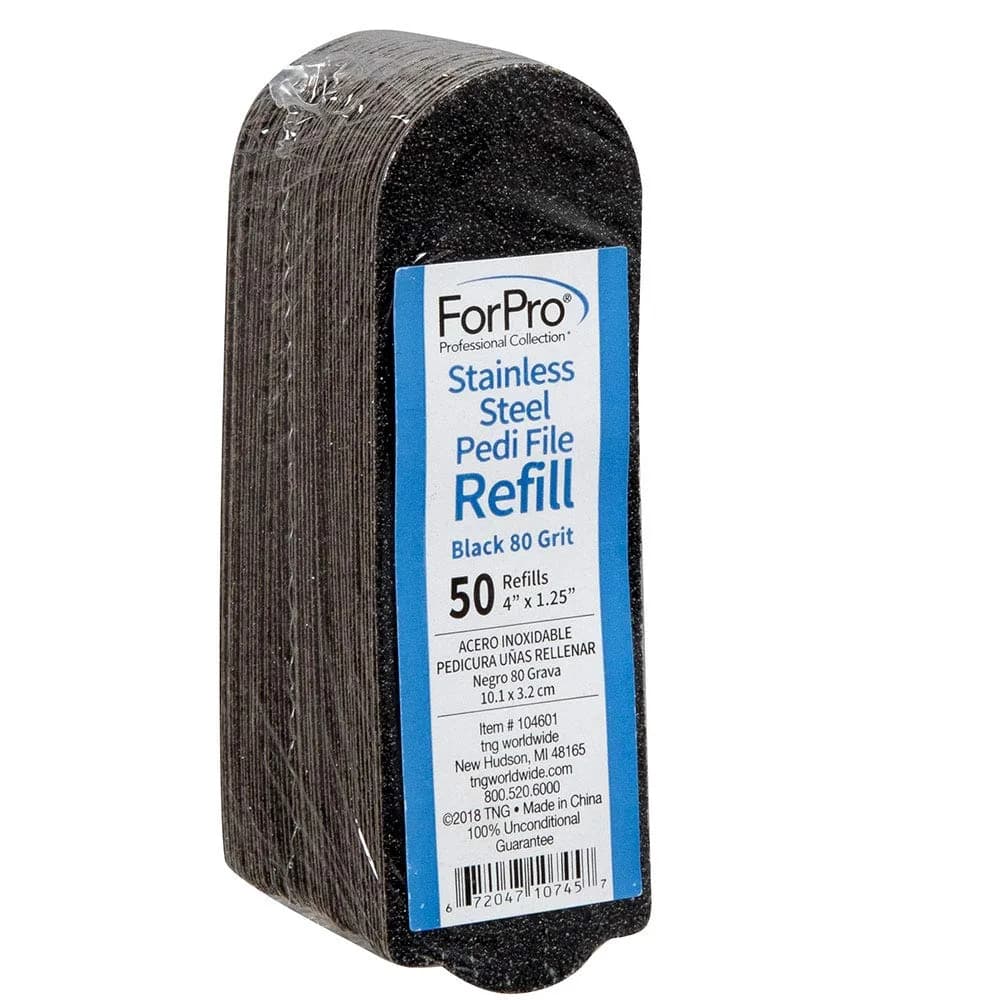 ForPro Stainless Steel Pedi File Refill 80 Grit | Water-Resistant Callus Remover for Feet