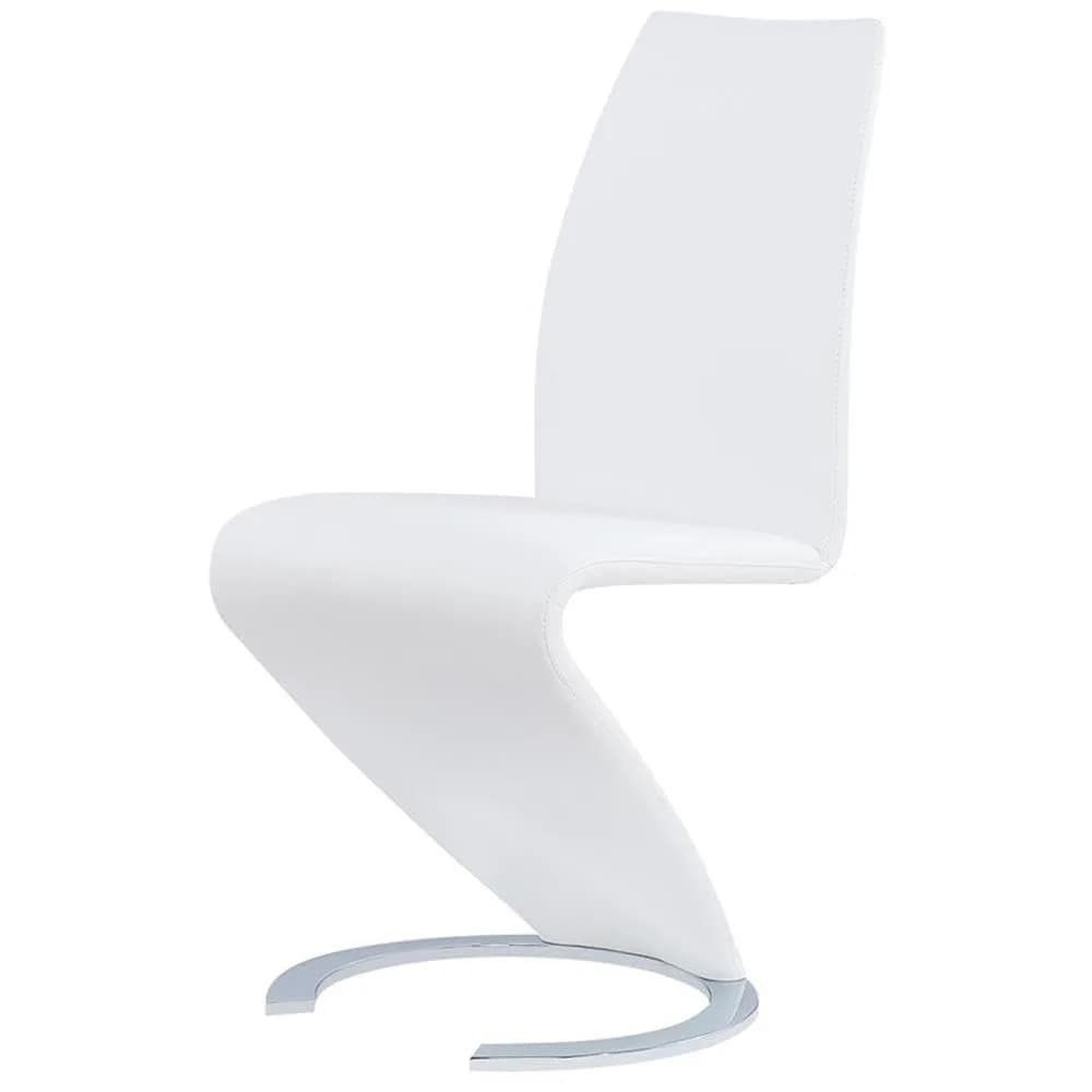 Global Furniture USA Horseshoe Base Dining Chair White | Modern Armless Faux Leather Seat (18"W x 18"D, 20"H)