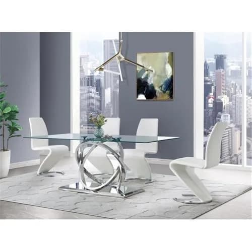 Global Furniture USA Horseshoe Base Dining Chair White | Modern Armless Faux Leather Seat (18"W x 18"D, 20"H) thumbnail 5