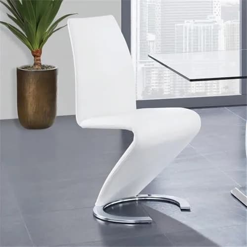 Global Furniture USA Horseshoe Base Dining Chair White | Modern Armless Faux Leather Seat (18"W x 18"D, 20"H) thumbnail 6