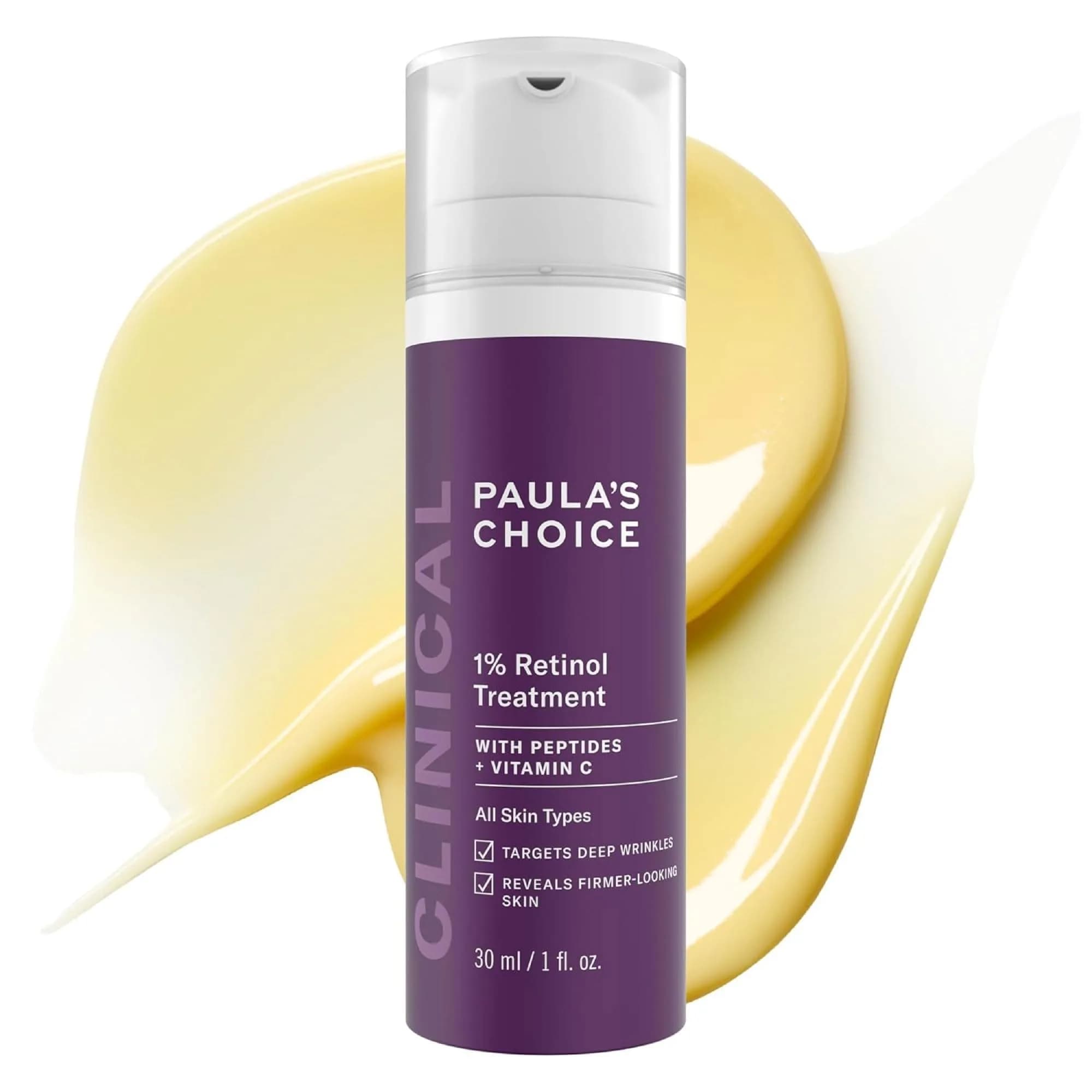 Paula's Choice CLINICAL 1% Retinol Face Treatment with Peptides & Vitamin C, 28ml (1 Fl Oz) | Advanced Anti-Aging Serum for Wrinkles & Fine Lines