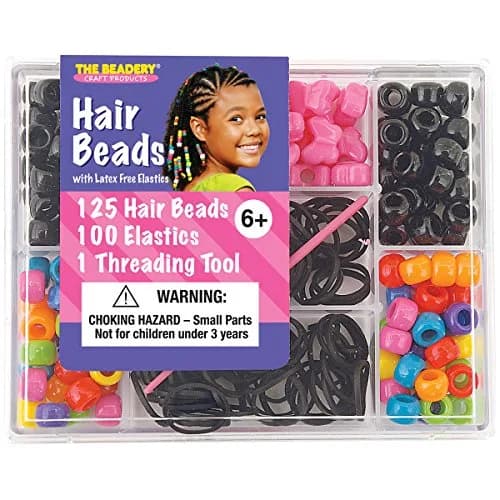 The Beadery Hair Style Bead Box, Multi | Bright Colors & 125 Beads for Kids & Teens (70-120 chars) thumbnail 1