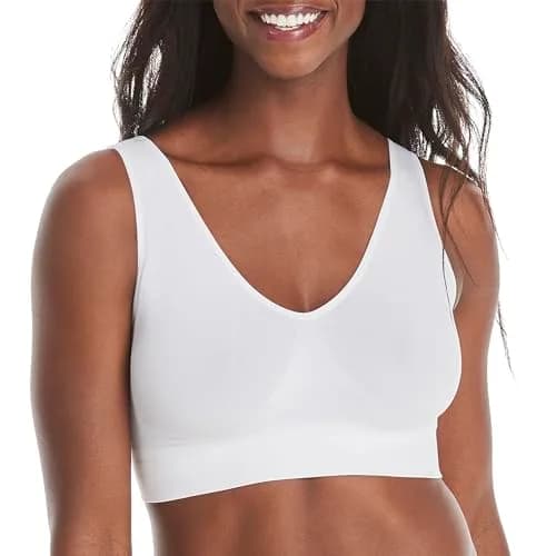 Hanes Womens Get Cozy Pullover Comfortflex Fit Wirefree Bra, White, Small US | Seamless, Supportive, All-Day Comfort thumbnail 1