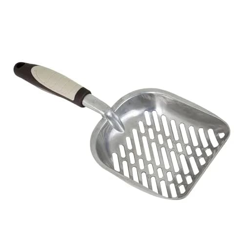 Petmate Metal Litter Scoop with Non-Slip Handle & Deep Shovel, Tan/Brown | Premium Clumping Clay Litter Sifter thumbnail 1