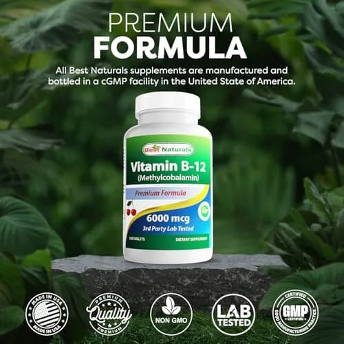 Best Naturals Vitamin B12 6000 mcg 120 Tablets | High-Dose, USA-Imported thumbnail 5