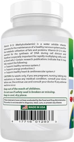 Best Naturals Vitamin B12 6000 mcg 120 Tablets | High-Dose, USA-Imported thumbnail 7