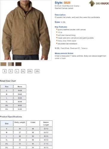 DRI Duck Maverick Men's Cotton Canvas Hoodless Work Jacket 2X-Large | Rugged & Comfortable thumbnail 3