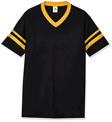 Augusta Sportswear Sleeve Stripe Jersey Small Black/Gold | Contrast Sleeve & Knit V-Neck thumbnail 4