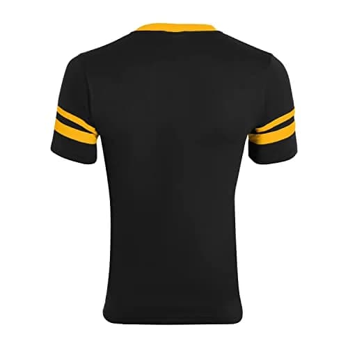 Augusta Sportswear Sleeve Stripe Jersey Small Black/Gold | Contrast Sleeve & Knit V-Neck thumbnail 6
