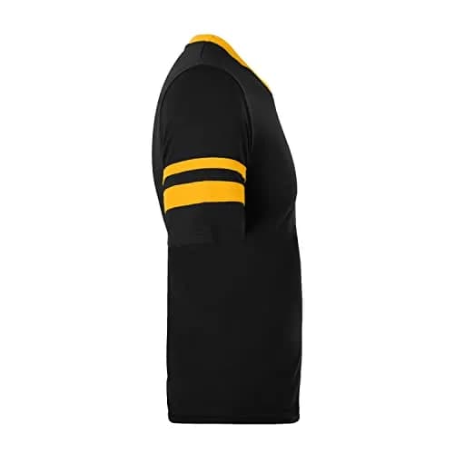 Augusta Sportswear Sleeve Stripe Jersey Small Black/Gold | Contrast Sleeve & Knit V-Neck thumbnail 7