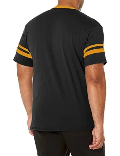 Augusta Sportswear Sleeve Stripe Jersey Small Black/Gold | Contrast Sleeve & Knit V-Neck thumbnail 2